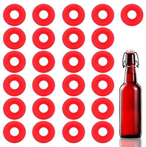 joint en silicone 25 pièces joints Grolsch en silicone rouge pour balançoire bouteille à couvercle able Home Brew joints de bouteille de bière join, Joints d'étanchéité en caoutchouc de silicone,