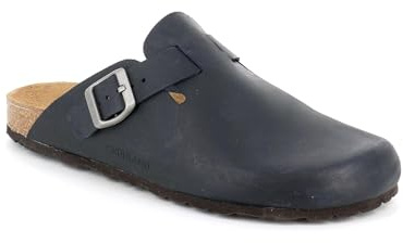 GRUNLAND ROBI CB7034 Blaue Herren Hausschuhe geschlossene Spitze Lederinnensohle Schnalle 42