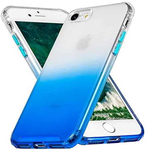 Verco Farbwechsel Hülle für Apple iPhone SE 2020/2022, iPhone 7/8, Schutzhülle Handy Cover Transparent mit Farbverlauf und Kameraschutz Slim Case, Blau