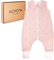MOYO Baby Schlafsack mit Füßen I Rosé mit Blüten I Atmungsaktiver Babyschlafsack 1.0 TOG in 70cm I Schlafsack mit Beinen aus 100% Bio-Baumwolle I GOTS-Sommerschlafsack für Babys & Kleinkinder