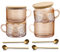 JVJRFQ Amber Vintage Glass Coffee Mugs gifts for women, 14 Oz Set of 4 Embossed Glassware Tea Cups for Breakfast, Cappuccino, Latte, Yogurt, Christmas Mothers Day Gifts Coffee Bar Accessories