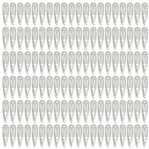 Cinaci 120 Stücke Bulk Plain Craft DIY Silber Metall 5cm/2 Snap Haarspangen mit Loch Haarnadeln für Frauen, Mädchen, Babys, Kleinkinder, Kinder, Teenager Haarzubehör