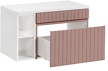Mobile lavabo con ripiano 80/100 cm Iconic Rose, mobile lavabo sospeso, mobile con piano di lavoro, colore rosa opaco (100 cm, con piano di lavoro)