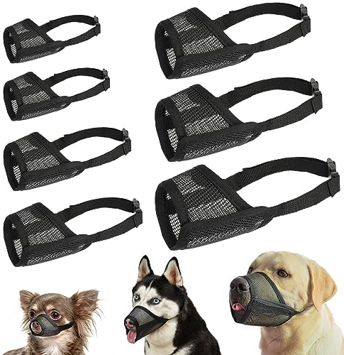 LUCKYPAW Maulkorb für kleine, mittelgroße und große Hunde, Netz-Maulkorb, Anti-Beißen, Kauen, atmungsaktives Mundschutz-Set mit verstellbarem Gurt für Fellpflege, Spazierengehen, Tierarztbesuch (7
