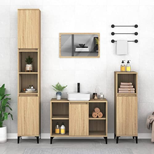 ZQQLVOO Bodenstehender Schrank Waschbeckenunterschrank Sonoma-Eiche 80x33x60 cm Holzwerkstoff für Badezimmer, Waschraum, Hotel, Wohnmöbel