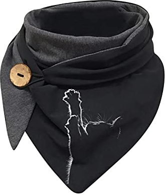 BIISDOST Damen & Kinder Eule Winterschal - Schal, Baumwolle, bedruckt, warmer Knopf, weicher Wickelschal - Winter Mütze & Schal Damen Set (One Size)