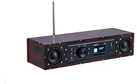 AOVOTO ALK103 FM/DAB Radio Do It Yourself (fai da te) Kit con alloggiamento in acrilico, set DAB+/FM fai da te con modalità sveglia e display LCD e scatola audio stereo (marrone)