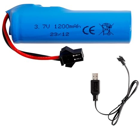 E-yiiviil Akku 3.7V 1200mAh Li-ion Akku mit USB Ladekabel SM-2P Stecker für RC Car Drift Monster Truck Off-Road Fahrzeug Ferngesteuertes Auto High-Speed Climbing Racing