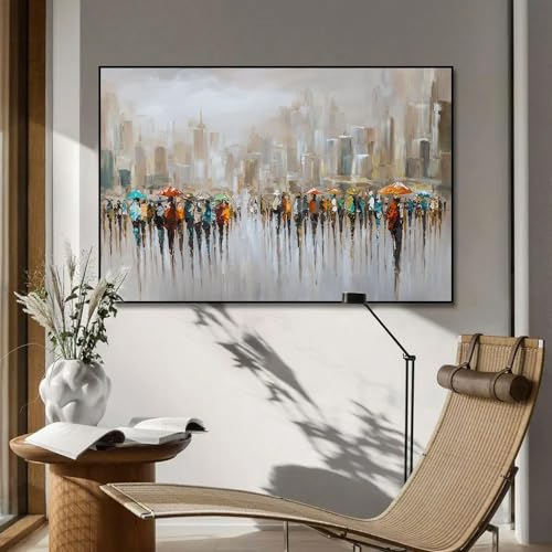 Belunara® Ölgemälde auf Leinwand Metropolenflüstern - Abstrakte Bilder Leinwand - Ölbilder auf Leinwand handgemalt - Leinwandbild Abstrakt - Bilder abstrakt modern