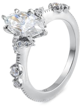 Mesnt Verlobungsring Weißgold, Damen 9K Weißgold Versprechensring mit 2 Karat Marquise-Moissanit (Größe Anpassen)