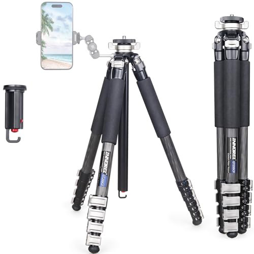 INNOREL Carbon Fiber Travel Tripod GT255CF 5 Sections Professional Compact Camera Tripod Stand for DSLR Camera with Fast Flip Buckle,Special-Shaped Center Column 1in/25.6mm Tube Max Load 33lbs/15kg