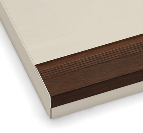 MPOWRX Threshold Strip Wood Grain Non Slip Step Edge Protector, Stair Edging Trim Strips for Vinyl Floor/Staircase, L Shape Threshold Cover Bar, Metal Stair Nosing Bar (Color : Black Walnut), 753951