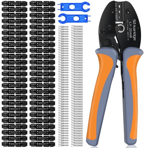 30 Paar Solarstecker Crimpzange Set für 2,5/4/6mm² Solarpanel P-V Kabel Männlich/Weiblich Photovoltaik Solarpanel Stecker Steckverbinder, PV Stecker mit Schraubenschlüssel