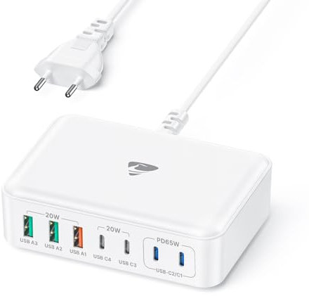 USB C Ladegerät, 165W USB C Adapter 7-Port GaN Schnellladegerät PD 3.0 Power Adapter mit 4 USB-C und 3 USB-A Mehrfach Ladegerät USB C Netzteil für iPhone 15 14 13 Pro/Pro Max,MacBook Pro, iPad,Samsung