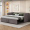 ZYLOYAL10 Polsterbett Ausziehbares Schlafsofa 90/180 * 200 cm mit Lattenrosten, Multifunktionsbett aus hautfreundlichem Samtstoff (Grau - c)
