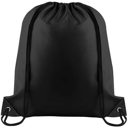 Yoolly Drawstring Bags, PE Bags Drawstring Gym Bags String, Waterproof Sack for Mens Womens Kids, Drawstring Backpack for School, Sports, Travel, Swimming, Beach (Black)