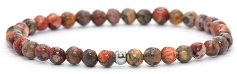 Echtes Leopardenjaspis Edelstein Armband mit 4mm Perlen - verschiedene Längen - Heilstein Schutzstein Talisman Glücksbringer Geschenk (Leo.-Jaspis, 14CM)