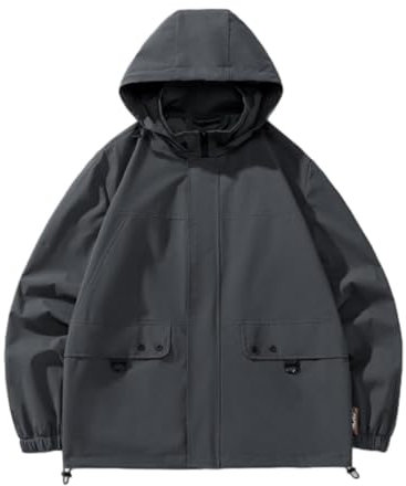 MEIMIYI Vestes À Capuche Homme Mode Laxiste All-Match Veste À Manches Longues Homme Trend Couleur Unie Jacke Homme Exercice Chaud Komfortabel Casual Jacke Homme P-Dark Grey L