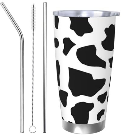 HDTVTV Vaca (letra pequeña) Botella de agua aislada de 20 oz, taza de acero inoxidable, vaso de vacío, termo de agua