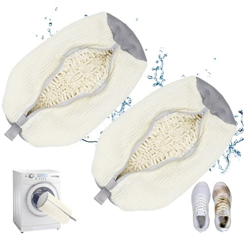 Bolsa para Lavar Zapatillas en Lavadora – 2 Piezas Bolsa Lavadora Zapatillas Reutilizable con Protección 360° y Cerdas de Limpieza, Ideal para Todo Tipo de Calzado