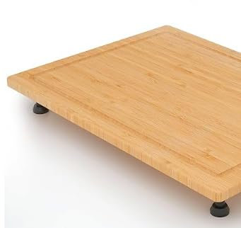 Whemyreat Copertura per stufa a gas con manici, copertura per stufa in bambù, copertura per stufa a gas, protezione per piano cottura in bambù con gambe e scanalature per succhi, 75 x 55 cm,