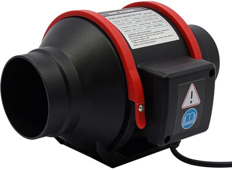 WDZCZDoo Rohrventilator, 100mm Inline Regelbar Rohrventilator, 310 m ³/h Luftmenge, Lüfter für Wintergarten, Gewächshaus, Growzelte, Garage, Küche