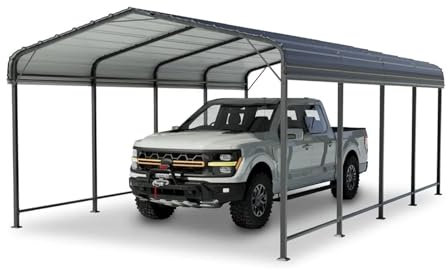 Campingzelt Metall-Carport, 30,5 x 50,8 cm, robust, Außengarage, Auto-Unterstand, Schatten mit verzinktem Metalldach für Autos und Boote biwakzelt