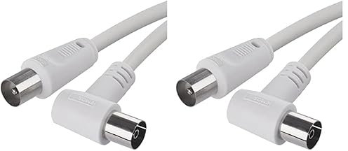 EMOS Antennenkabel, Koaxialkabel, Fernsehkabel 1,25 m, Koax-Kabel für Digitales Fernsehen, TV, Receiver, SAT, doppelt abgeschirmt, gerader Koax-Stecker auf gewinkelte Koax-Buchse (90° Grad)