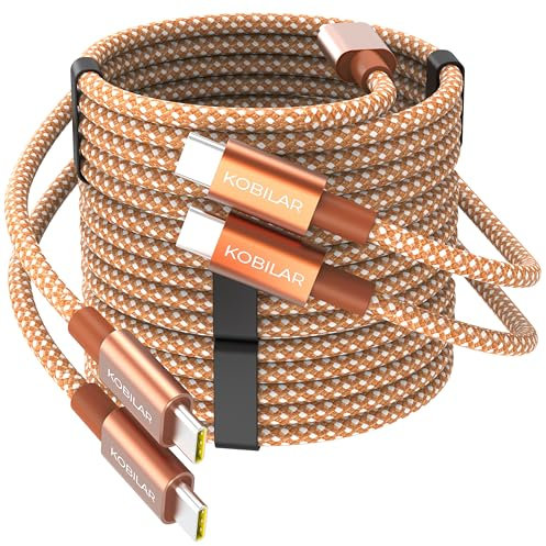 Kobilar USB C to USB C Cable 3 Pack,Nylon Braided 3Pack 60W 6.6FT Type C Fast Charging Cord Compatible for for iPhone 16, Galaxy S25, Pixel 9, MacBook, Chromebook, iPad Pro, Switch