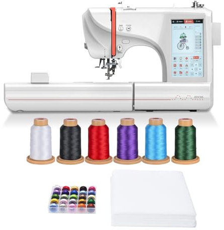 WOTZOV Computergesteuerte Stickmaschine für Kleidung, 4 x 9,25 Zoll großer Stickbereich, 7 Zoll großer LCD-Touchscreen für den Heimgebrauch für Anfänger, vollautomatische Maschi
