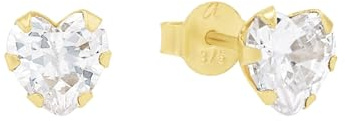 Amor Ohrstecker Damen Ohrschmuck, mit Zirkonia synth., 0,6 cm, Weiß, Herz, Kommt in Schmuck Geschenk Box, 2013366