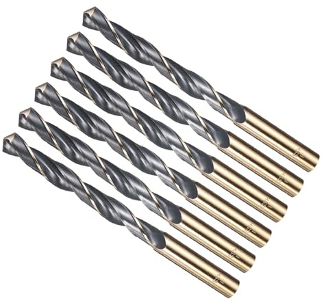 METALLIXITY 6PCS Foret Hélicoïdal, 11mm Mèche à Creuser Acier Rapide 4341, Tige Droite 118° Finition Noir et Or pour Cuivre Aluminium Bois Plastique Métal, Forets à Métaux de Dureté Moyenne