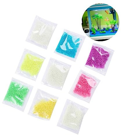 Vaguelly 9paquets Gravier Luminieux Pour Aquarium Sable Fluorescent Décoratif Couleurs Jaune-vert Bleu-vert Bleu Ciel Jaune Orange Rose Éclaire Jusqu à Heures