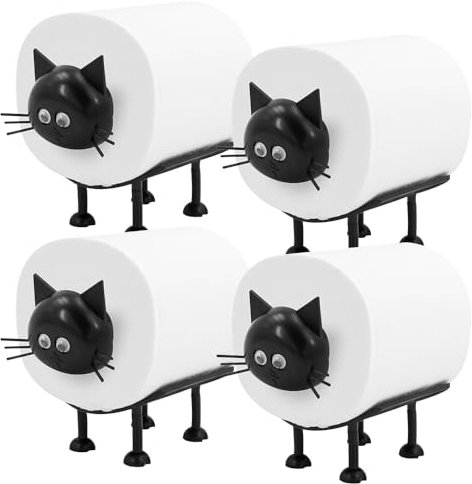 4 Stück Toilettenpapierhalter Katze, Stehender Typ ohne Bohren, 3D-Bedruckte Süße Katzen- Klorollenhalter, Klopapierhalter Geeignet für Badezimmerdekoration und Toilettenpapieraufbewahrung