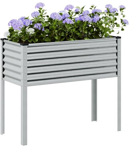 ZQQLVOO Pot de fleurs, pour terrasse, jardin, 100 x 41 x 90 cm, en acier galvanisé