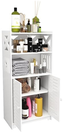 Belfoyer Armario de Baño Estrecho Plegable – Mueble Auxiliar para Baño con Puertas y Estantes, Columna de Almacenamiento Alta, Armario Delgado para Espacios Pequeños, Blanco Moderno(75 * 22 * 36cm)