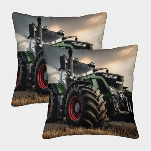 FELASBUID Fendt Traktor - Landmaschinenstil Kissenbezug 2 Stück Verfügbar alle Jahreszeiten Kissenbezüge Deko Kopfkissenbezug Unsichtbarem Reißverschluss Für Wohnzimmer Couch 40x40cm