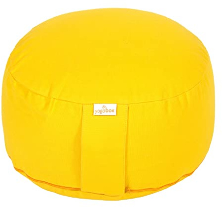 Yogabox Meditationskissen Basic, Abnehmbarer Bezug aus 100% Baumwolle, Höhe 13-18 cm, Praktische Trageschlaufe, Basic Collection