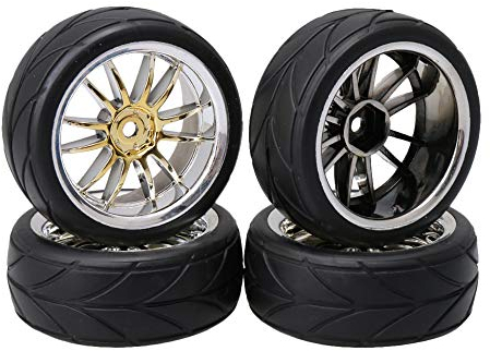 BQLZR Slick-Reifen mit 12-Speichen-Felgen für RC1: 10 On Road Racing Car 4er-Pack