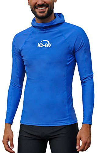 iQ-UV Shirt für Herren Kapuzenshirt Langarm Dark-Blue L – Rashguard für Herren mit UPF 50+ Sonnenschutz für Aktiv- und Wassersport – Schwimmshirt für Männer – Atmungsaktiv und schnelltrocknend