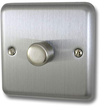Varilight 1-Gang 2-Way Push-On/Off Rotary LED Dimmer Light Switch in Matt Chrome