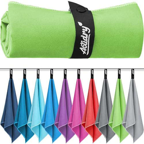 Actidry Mikrofaser Handtuch 2er Set S (40x80 cm) – leicht, kompakt & schnelltrocknend | Sport Camping Wander Kinder Haare | Grün