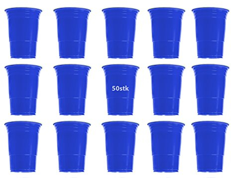 50 x Vasos Azul Vasos desechables, desechables vasos (plástico, 450 ml, muy estable
