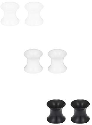 SCERRING 3 Pairs Ultra Thin Silicone Ear Skin Flexible Flesh Tunnel Expander Stretching Gauge Earlets Plug Clear White Black Gauges Kit Same Sizes 4G(5mm)