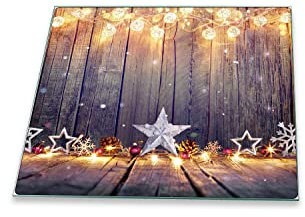 Herdabdeckplatte Abdeckung Ceranfeld Abdeckplatte Schneidebrett 1-Teilig 60x52 Winterbeleuchtung Gold Spritzschutz Glasplatte Ceranfeldabdeckung Schutz Herdschutz Sicherheitsglas Glasschneidebrett