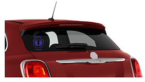 Fashion Graphic Adesivo Sticker Bimbo Bimba a Bordo Impronta Piedini Prespaziato Personalizzabile (Blu)