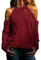 iHENGH Damen Top Bluse Lässig Mode T-Shirt Frühling Sommer Frauen Bequem Blusen Lange Hülse Weg vom Schulter Normallack beiläufiges Hemd Einfache Oberteile(Wein, L)