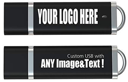 MEINAMI Memoria USB Personalizada 1GB con tu Logo, Texto Pendrive Publicidad Promocional, Piezas 25 Negro