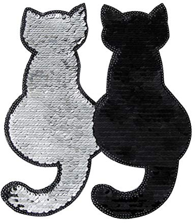 Pailletten-patches Katzenform Stickerei-applikationen Patches für Kleidung Farbe Schwarz