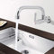 Cafopgrill G1 / 2in Montado en la Pared de Agua, Cuerpo de Latón/Tubo de Acero Inoxidable Cocina Baño Solo Agua Fría Grifo del Fregadero Grifo de Agua(Type B 20cm)